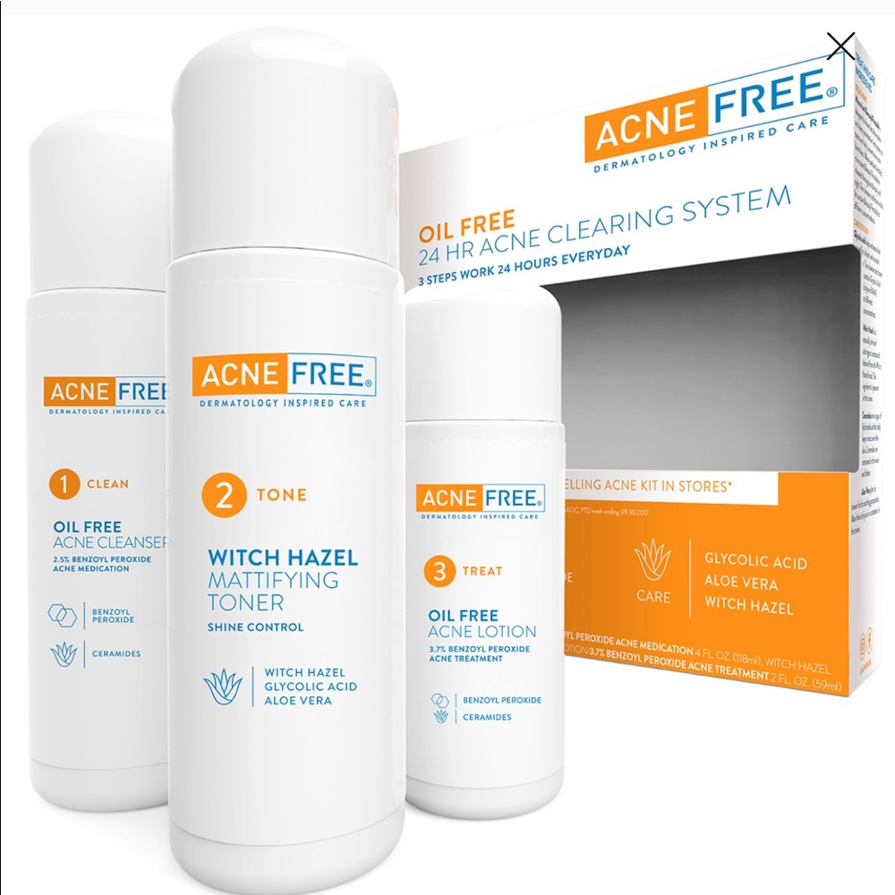 Acne Free 3 Step 24 Hour Acne Treatment Kit